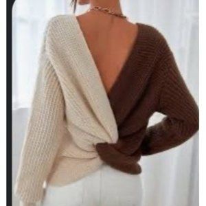 Blouse sweater shirt top knit wool Sweaters twist back